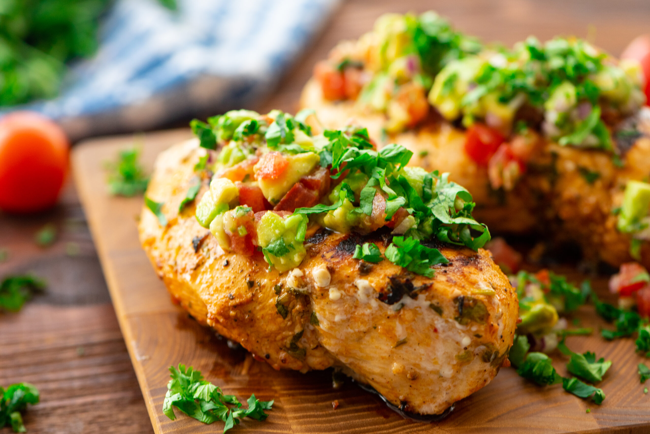 grilled chicken breasts seasoned with cilantro lime marinade 