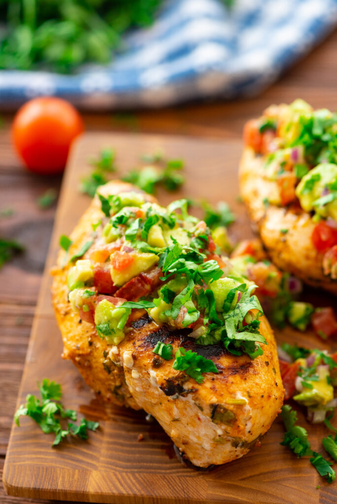 Closeup of fresh cilantro lime chicken