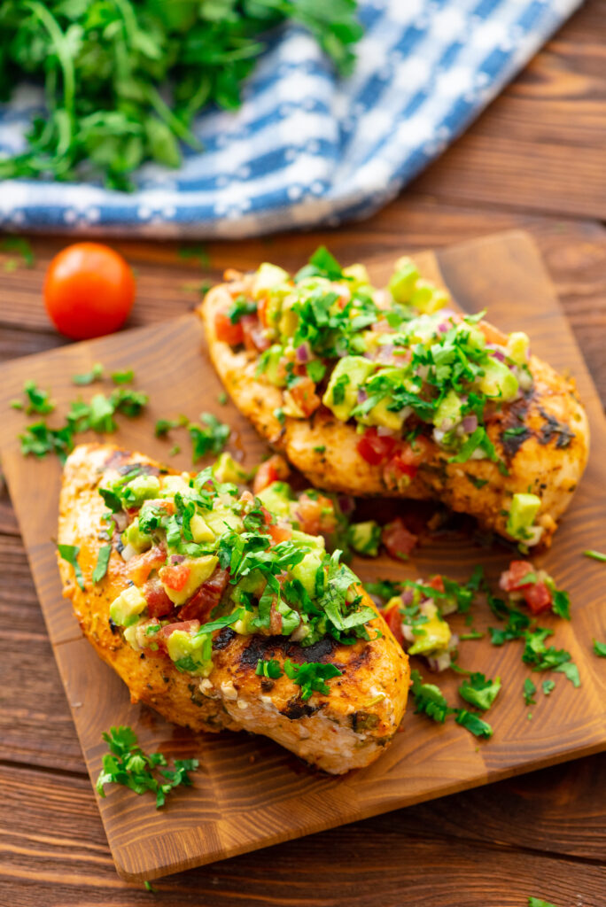 Cilantro Lime Grilled Chicken on the cutting board