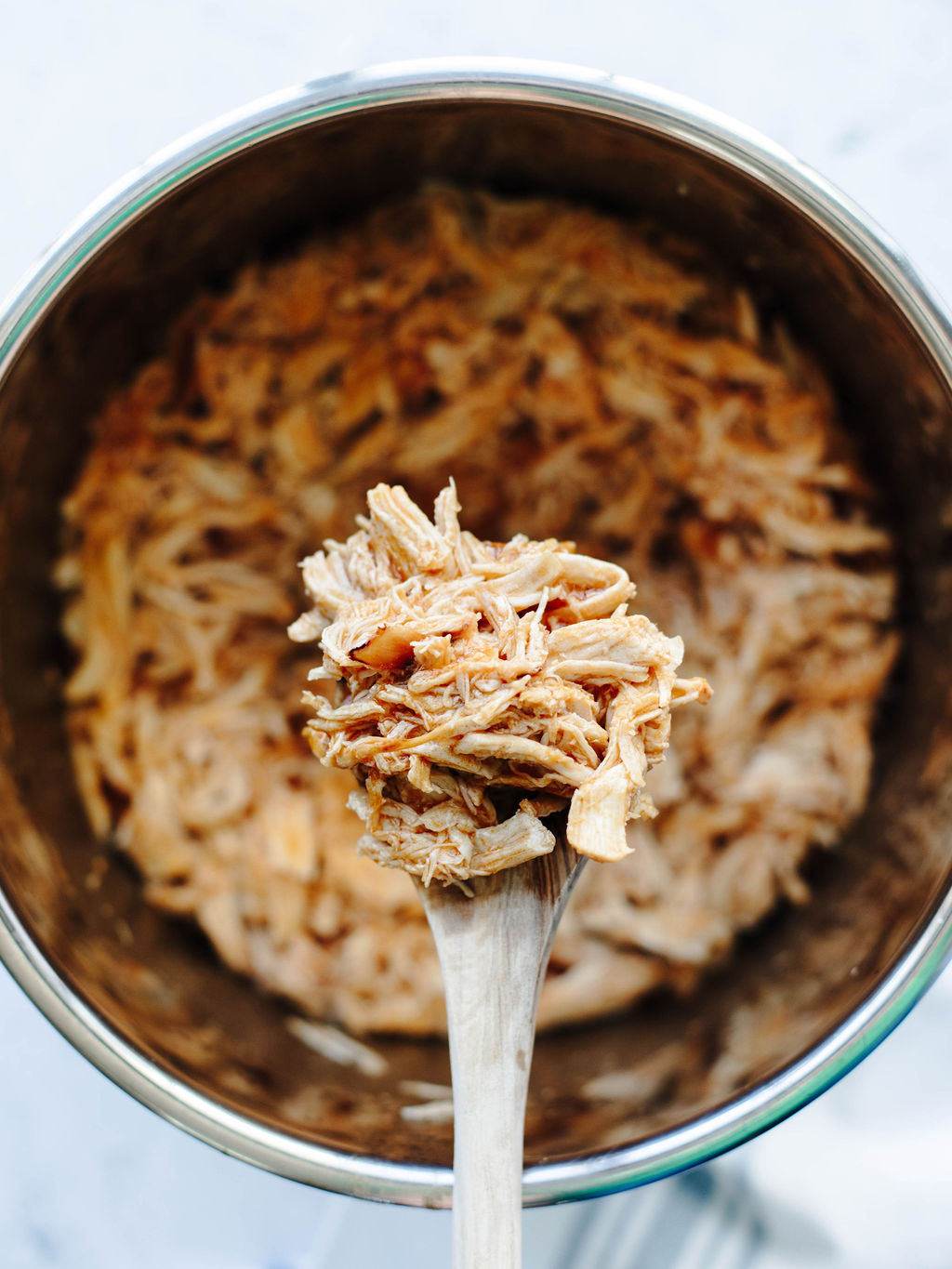 shredded buffalo chicken in the instant pot.