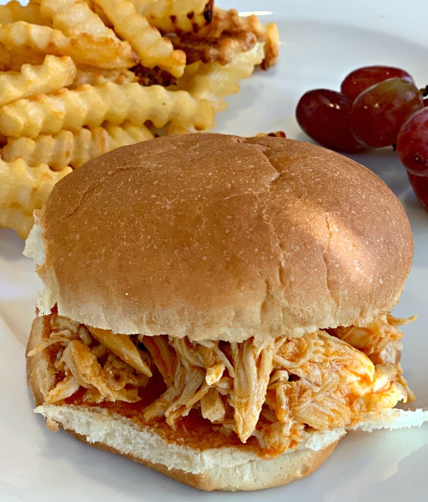 flavorful buffalo chicken cooked and shredded in the instant pot