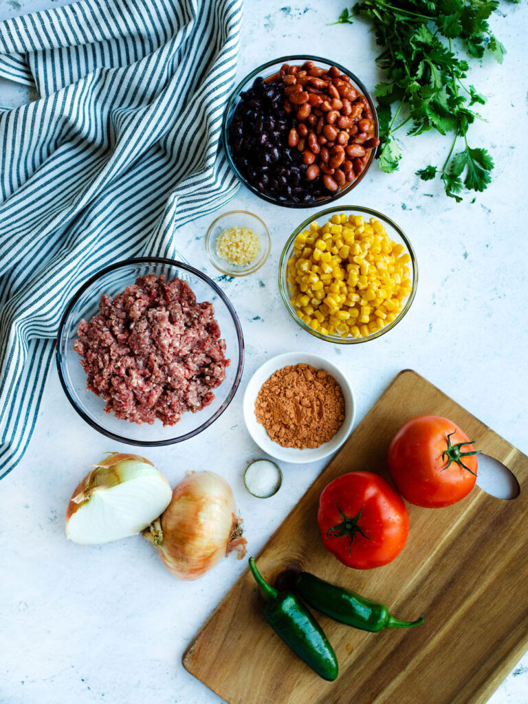 all the ingredients needed to make instant pot taco soup.
