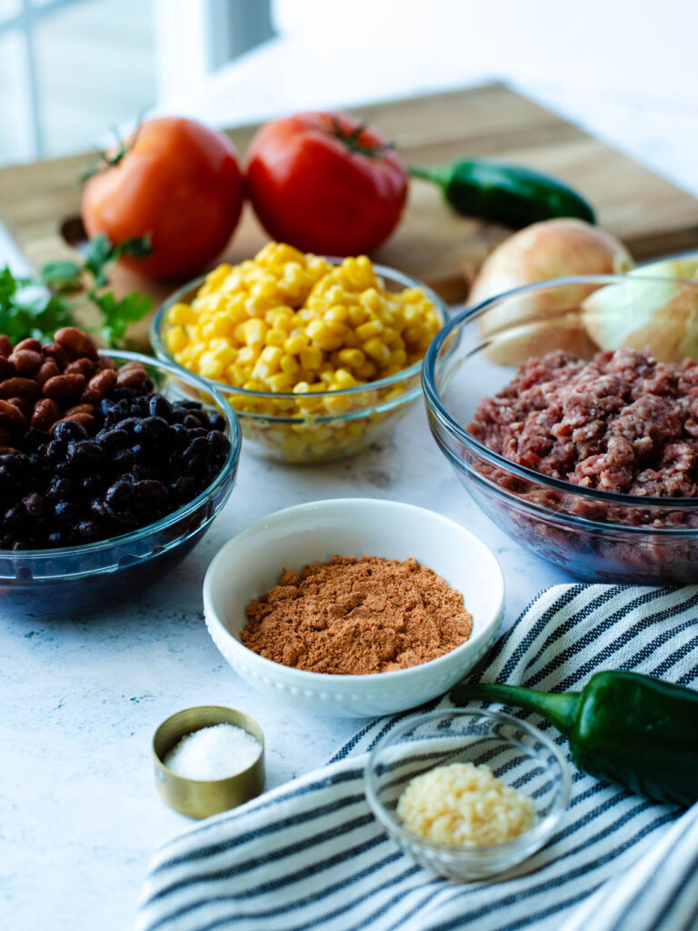 an up close look at the taco soup ingredients.