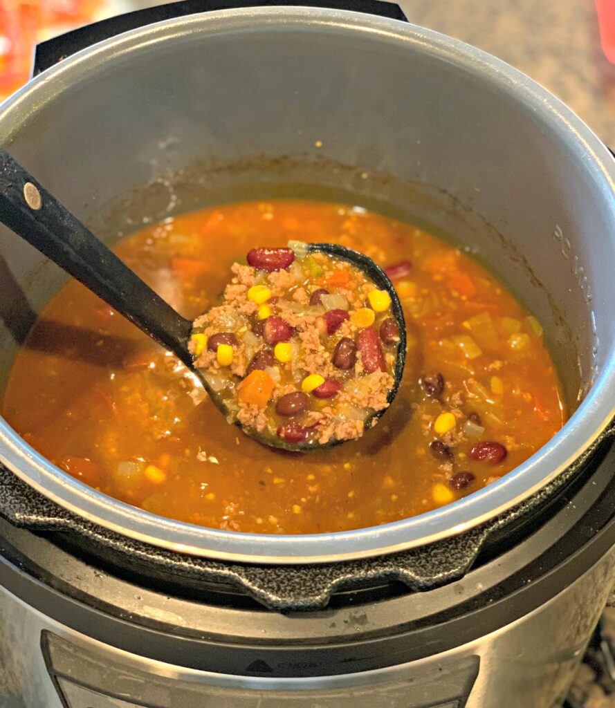 hearty soup with all the flavors of tacos made conveniently in your instant pot
