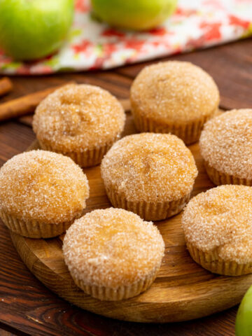moist apple muffins with a cinnamon sugar coating