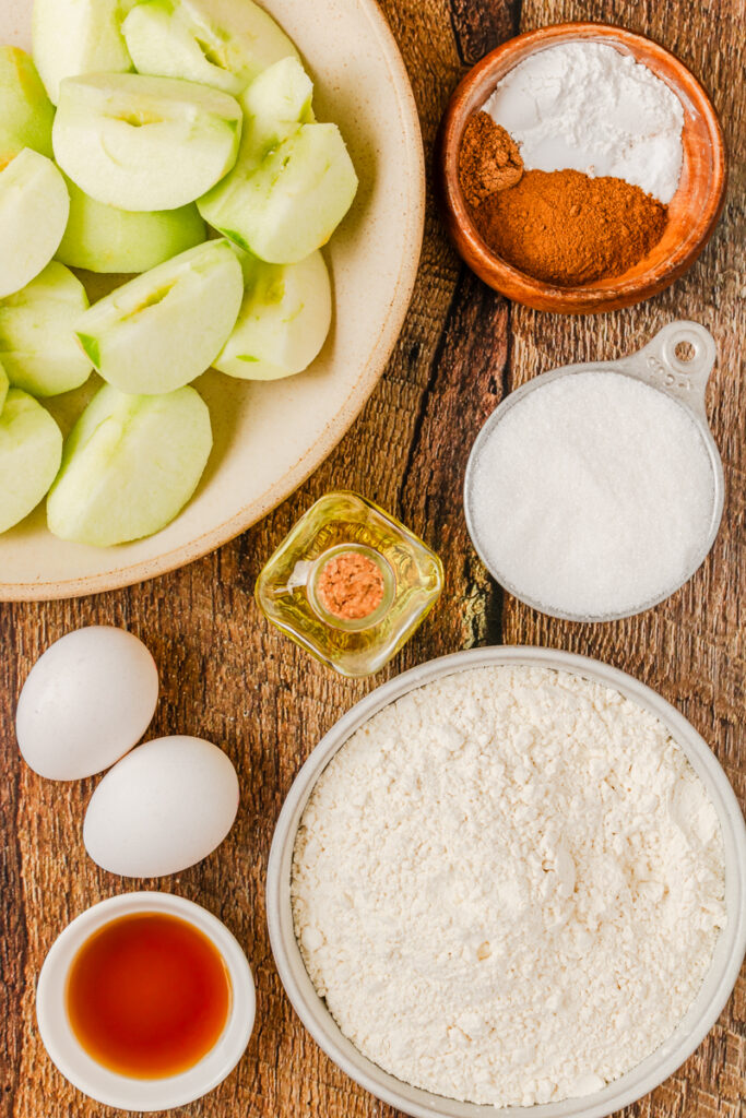 all the ingredients needed to make apple bread.