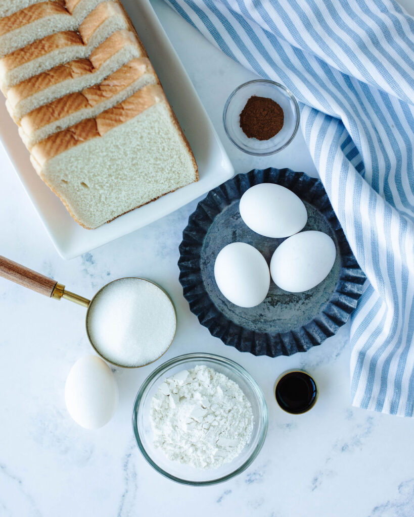 all the ingredients needed to make french toast.