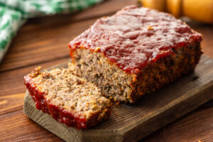 mom's meatloaf with a brown sugar ketchup glaze