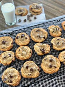 tender, fluffy chocolate chip cookies made using a secret ingredient