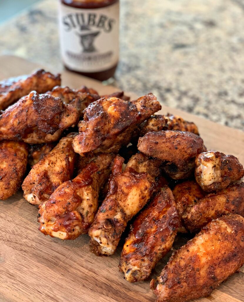 seasoned chicken wings cooked on the smoker