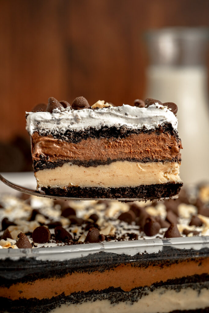an up close look at the layers that go into oreo delight