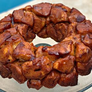 Cinnamon roll monkey bread baked and ready