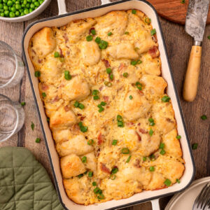 chicken and biscuits bake ready to serve.