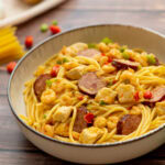 a bowl of Cajun jambalaya pasta ready to enjoy.