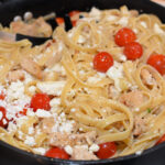 Tender pasta, diced chicken, Feta crumbles, all combined into a flavorul dish
