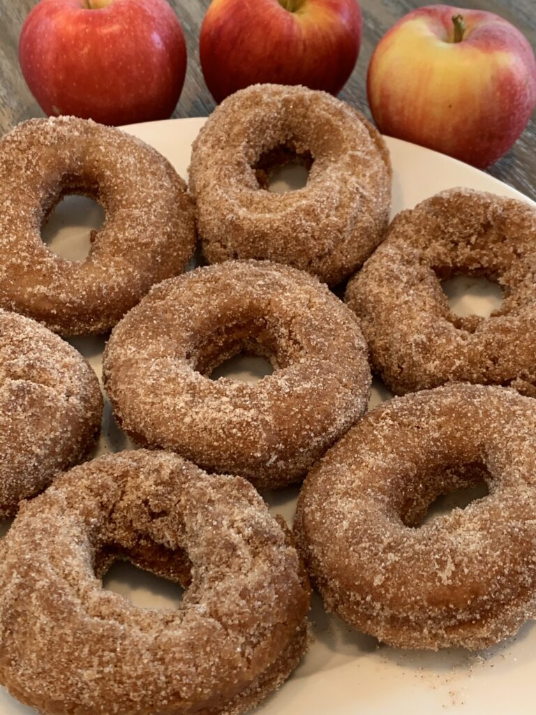 flavorful apple cider donuts fried and coated in cinnamon and sugar