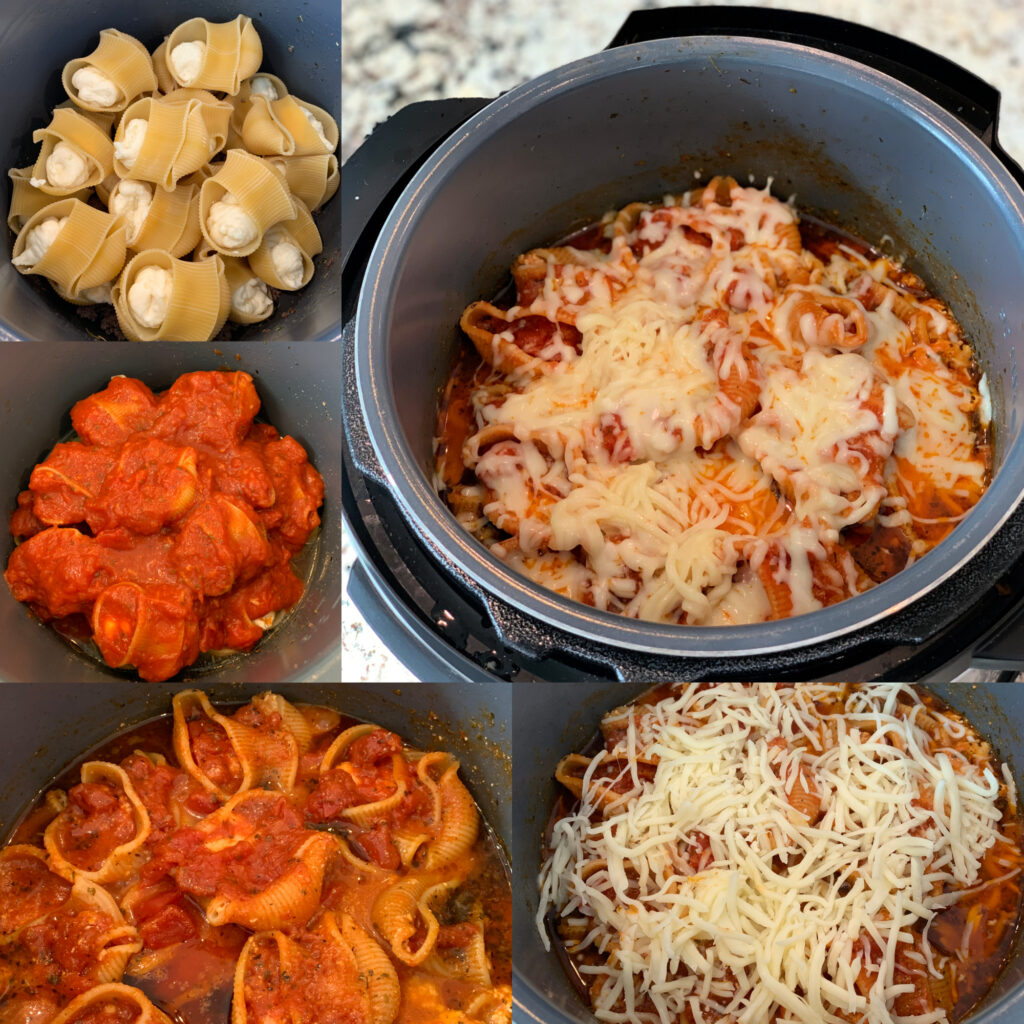 step by step on how to cook stuffed shells in your instant pot 