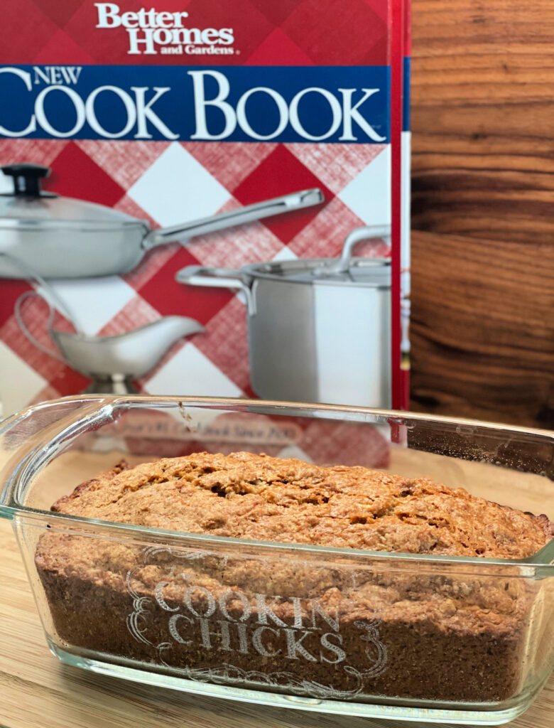 easy apple bread cooked in a glass pan