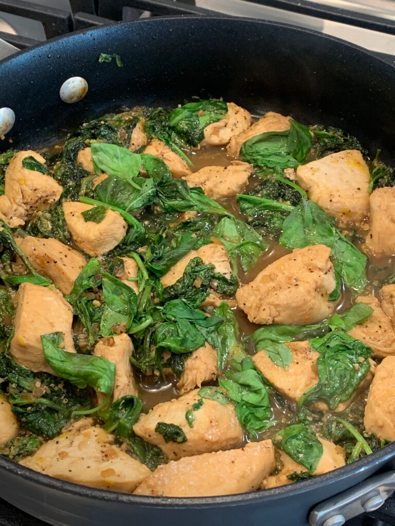 diced chicken, lemon juice, and fresh Basil cooked in a one pan skillet
