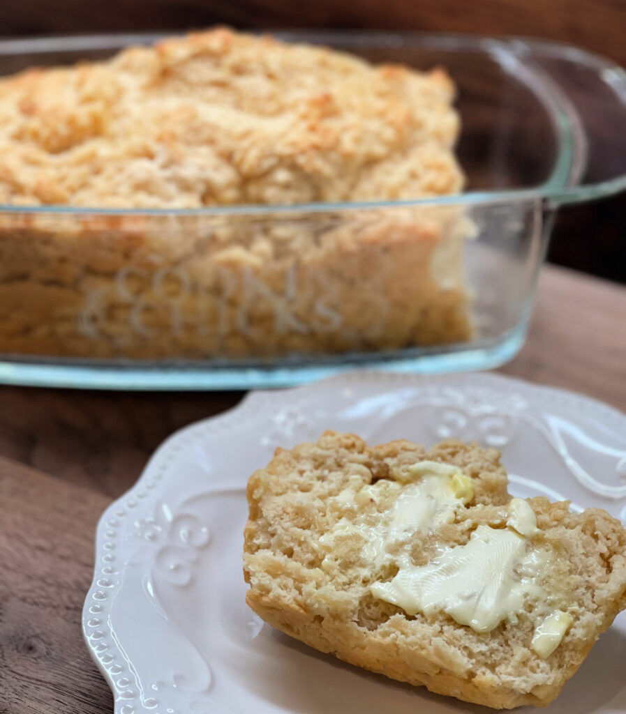 a slice of beer bread with butter spread on it