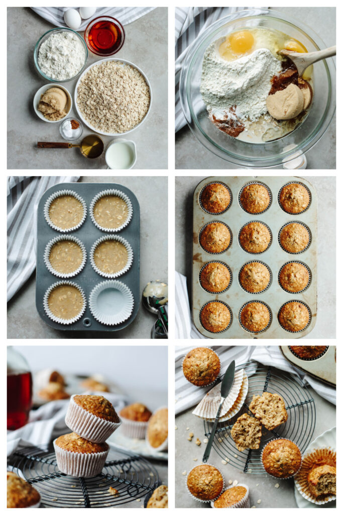 step by step on how to make maple brown sugar muffins.