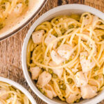 tender pasta with lemon sauce and chicken