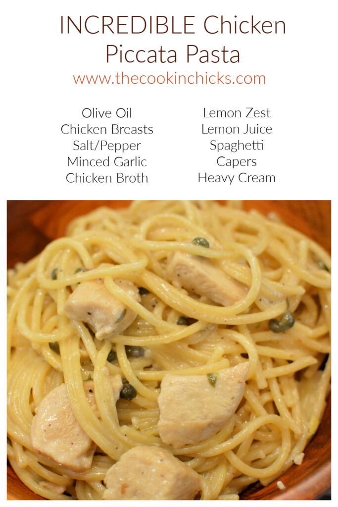 a flavorful pasta dish with lemon, chicken and capers