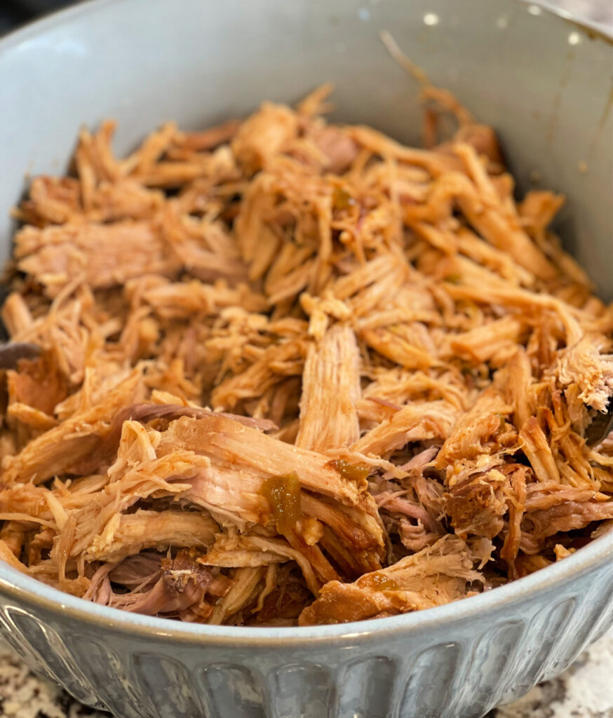 shredded pork in a bowl