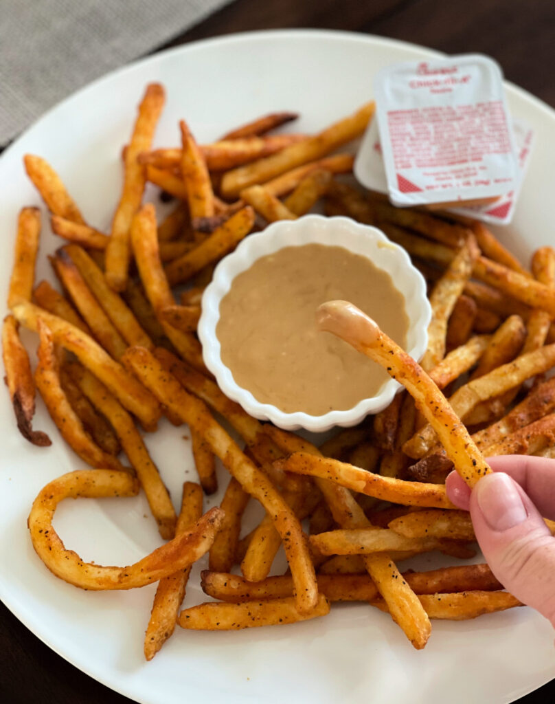 homemade chick fil a sauce with fries
