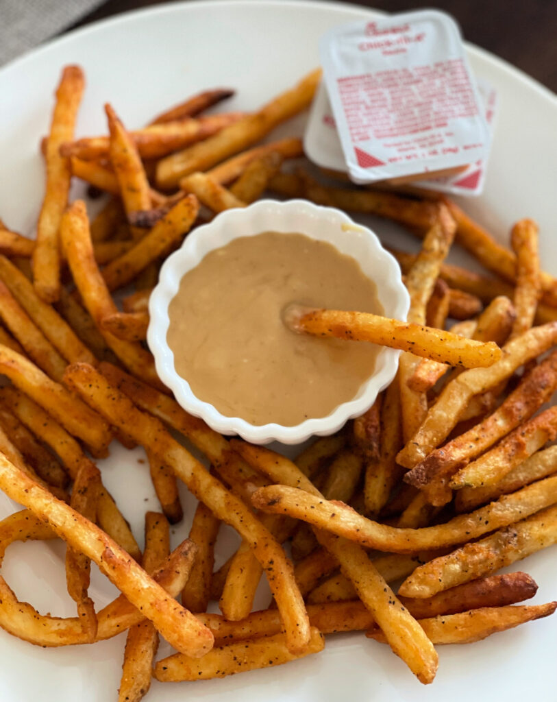 copycat chick fil a sauce made at home served with fries