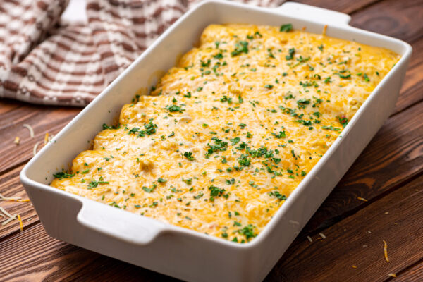 Creamy White Chicken Enchiladas The Cookin Chicks   2 600x400 