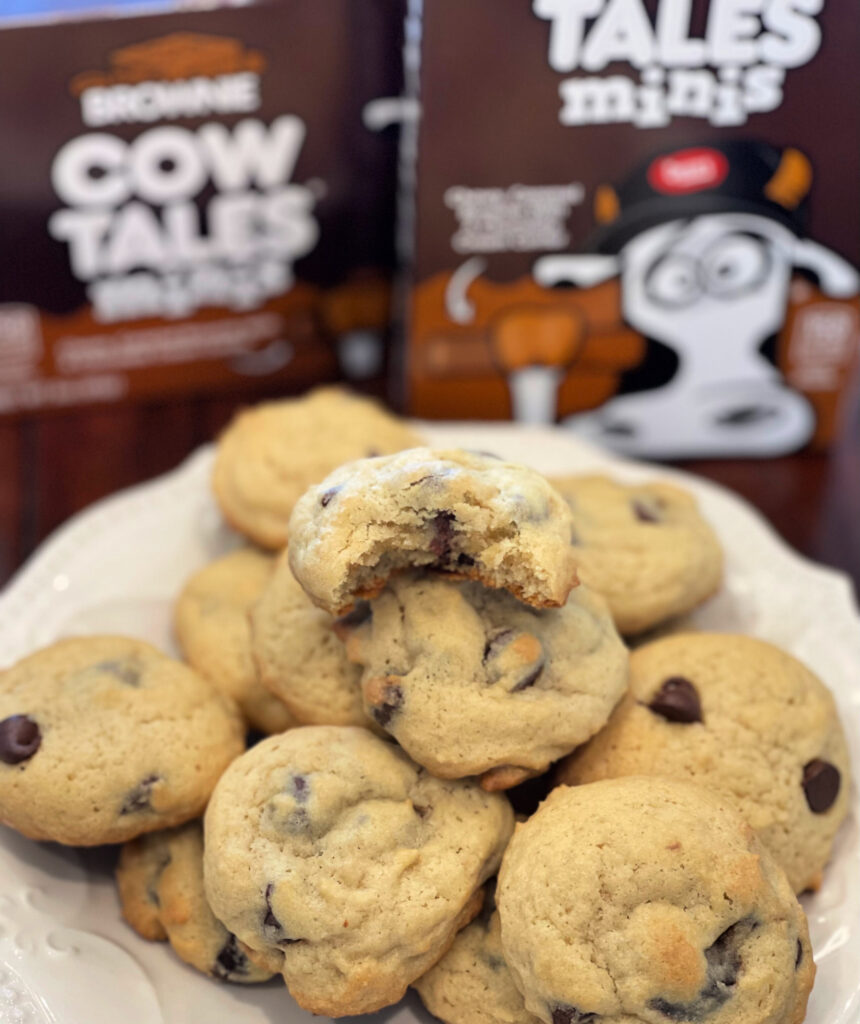 cow tales caramels and chocolate chips combined in these fluffy cookies