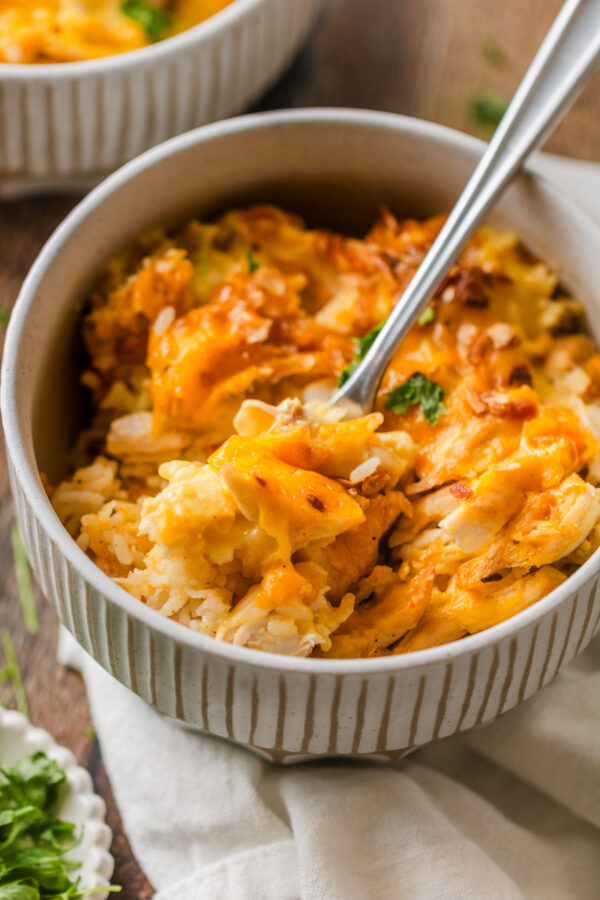 Cheesy Chicken and Rice Casserole - The Cookin Chicks