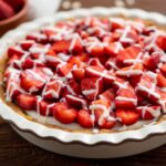 flavorful strawberry pie with white chocolate drizzled on top