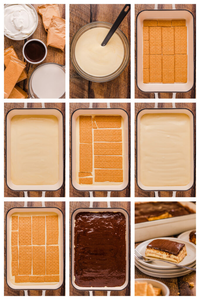 step by step on how to make chocolate eclair cake
