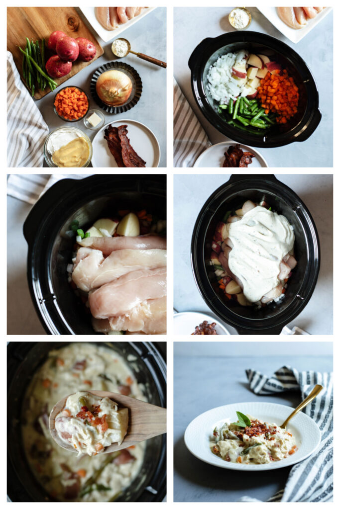 step by step on how to make crock pot chicken stew.