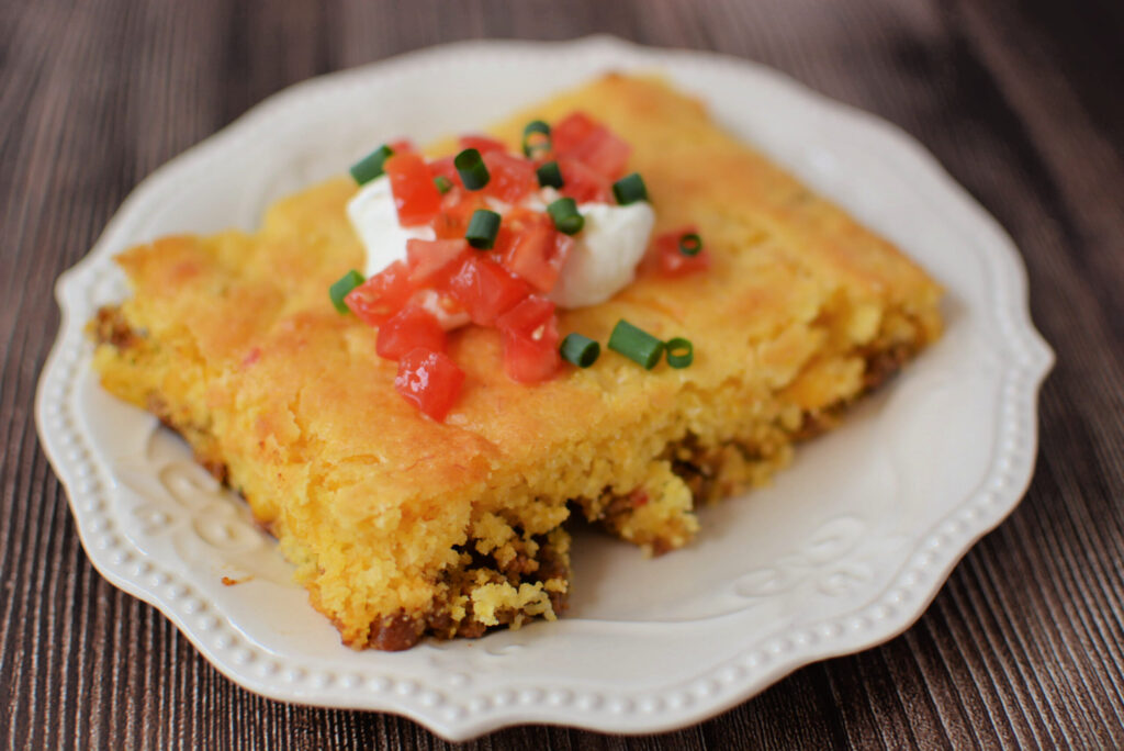 cornbread taco bake made with jiffy cornbread mix