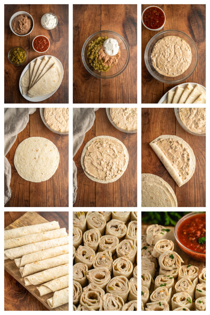 step by step on how to make burrito roll ups