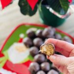 chocolate peanut butter balls with a crunchy center