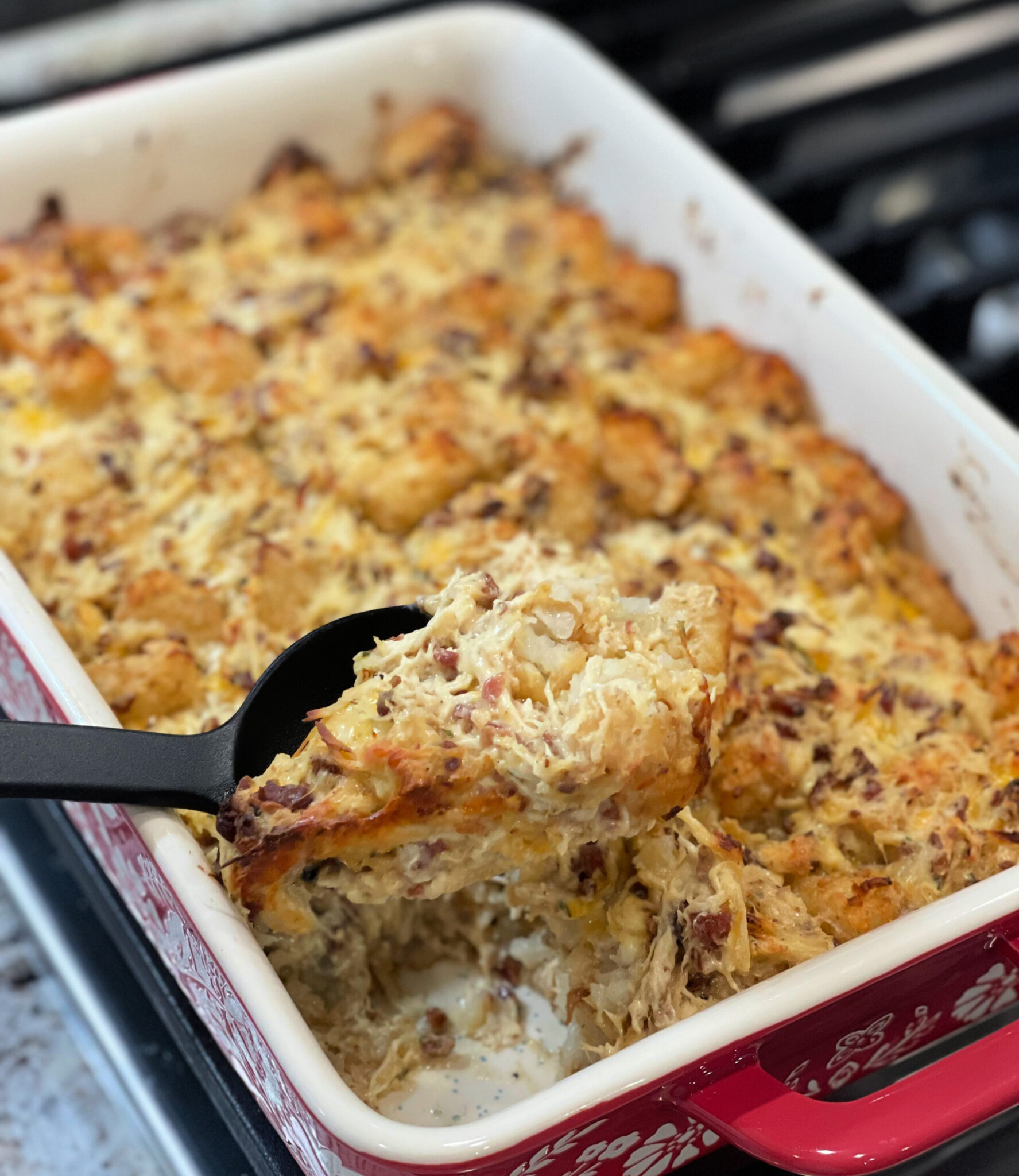 Loaded Tater Tot Chicken Casserole - The Cookin Chicks