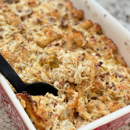Loaded Tater Tot Chicken Casserole - The Cookin Chicks