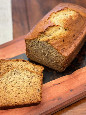 sliced banana bread that is moist and incredible