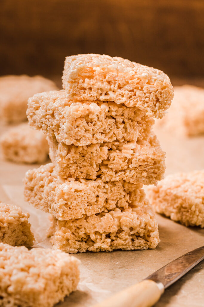 ooey ooey marshmallow over rice cereal to make treats