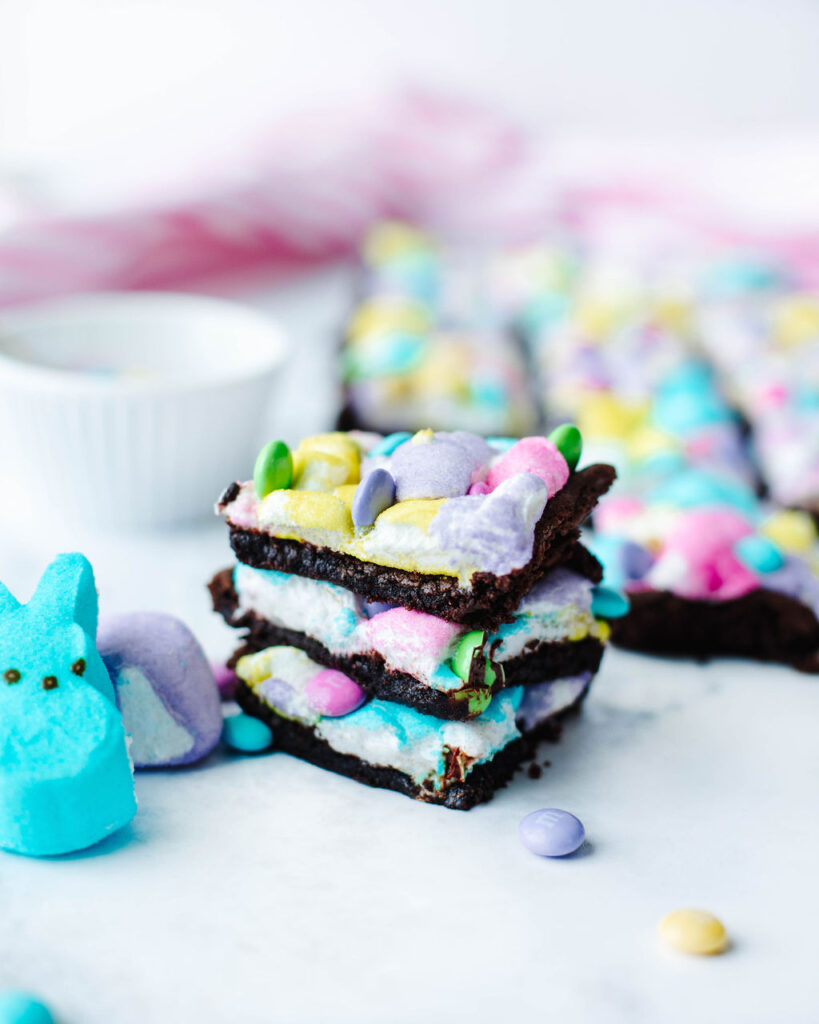 a stack of Peep bars ready to serve.