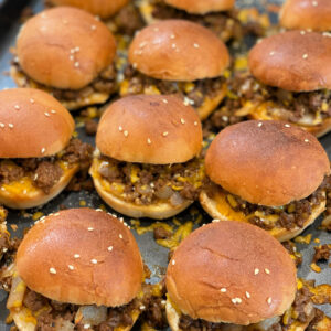 baked sloppy joe slider buns ready to enjoy from the oven