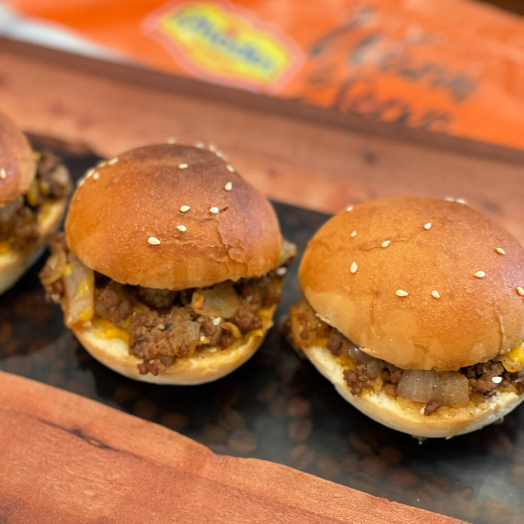 sloppy joe sliders served on a board