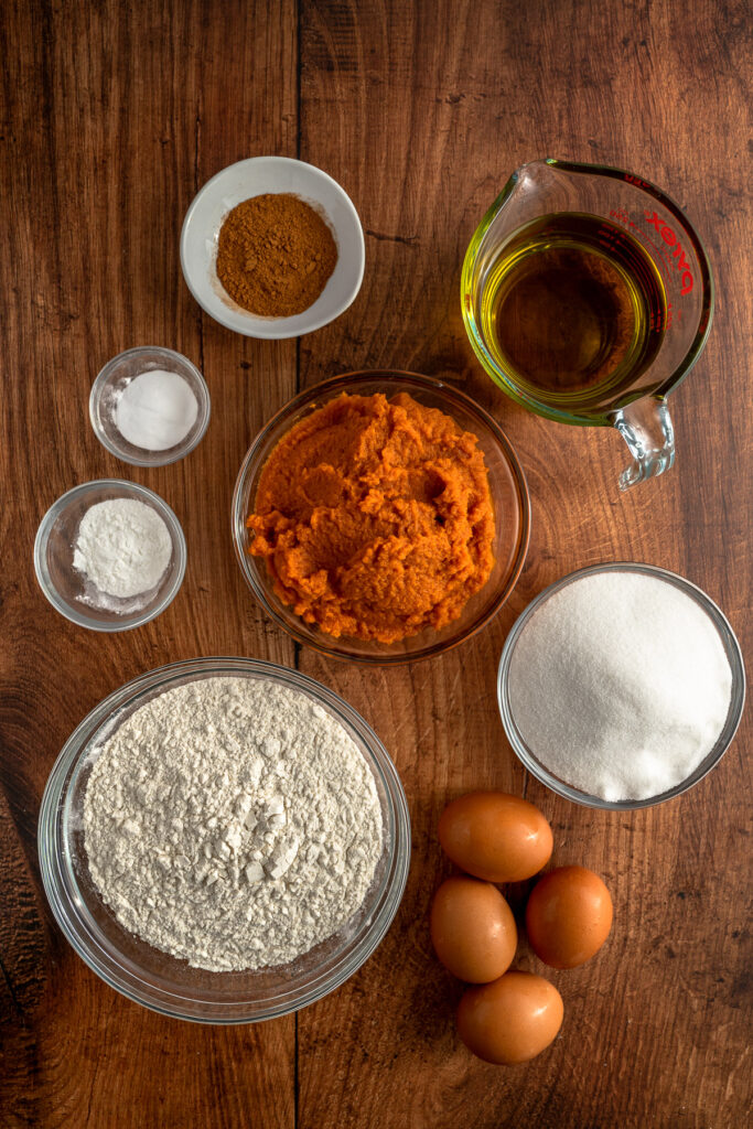 all the ingredients needed for pumpkin bars