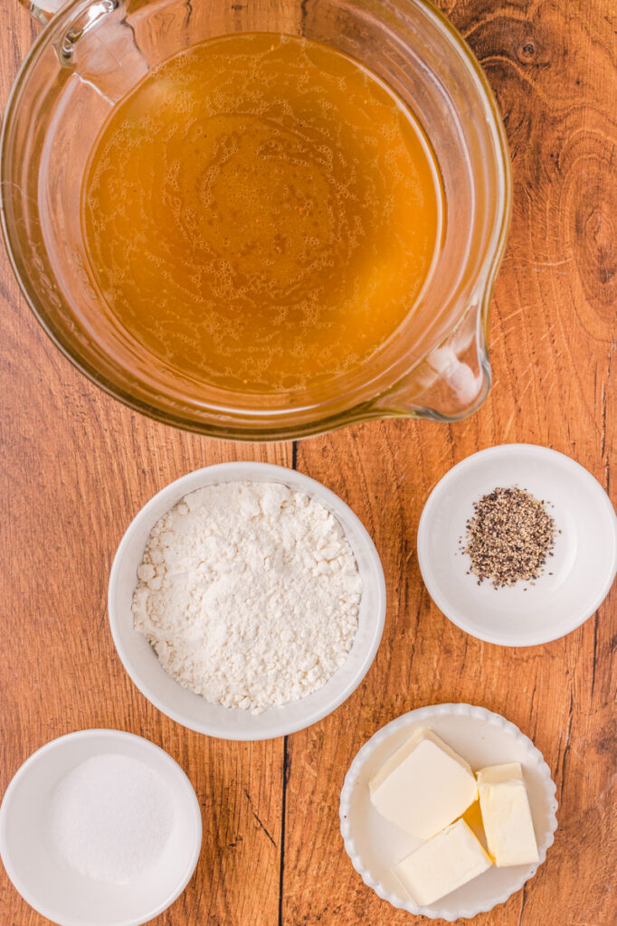 all the ingredients needed to make homemade chicken gravy