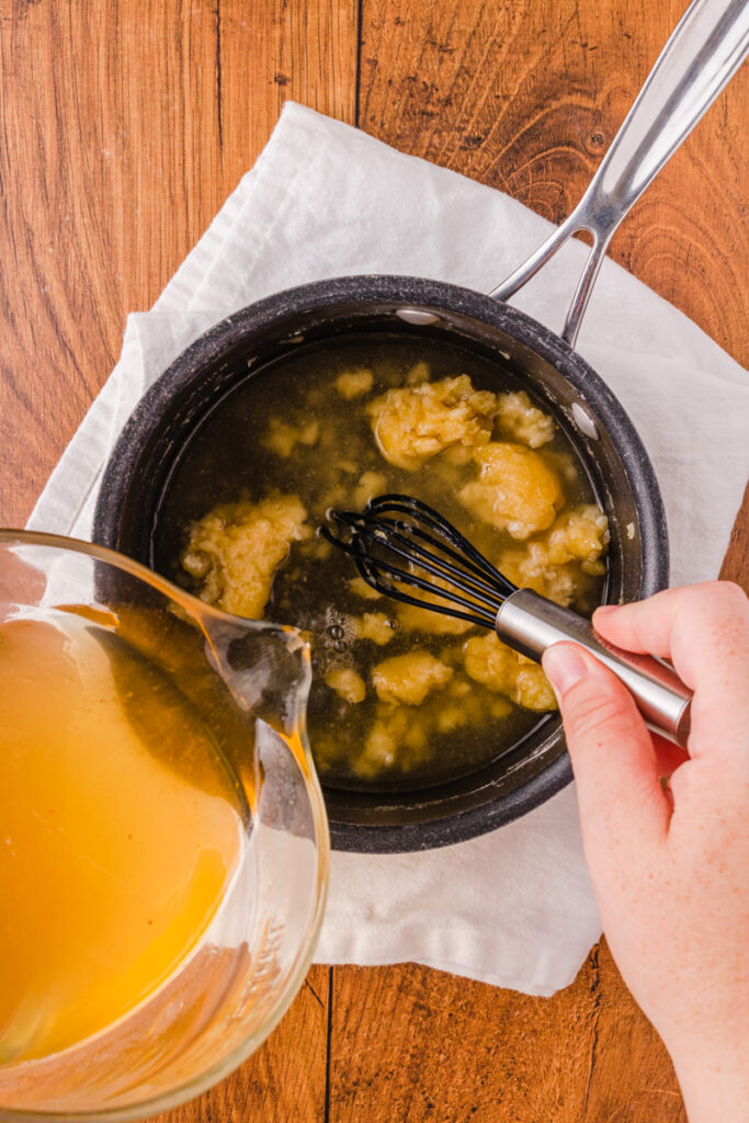 making the roux for the homemade gravy