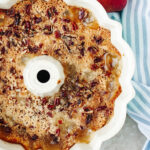 Bisquick Peach Cobbler made in a bundt pan.